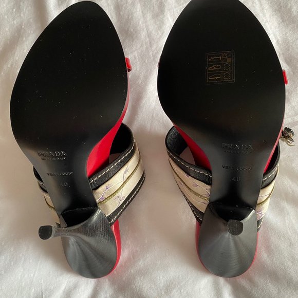 Prada Multicolor Floral Brocade Fabric Slides - Picture 3 of 5